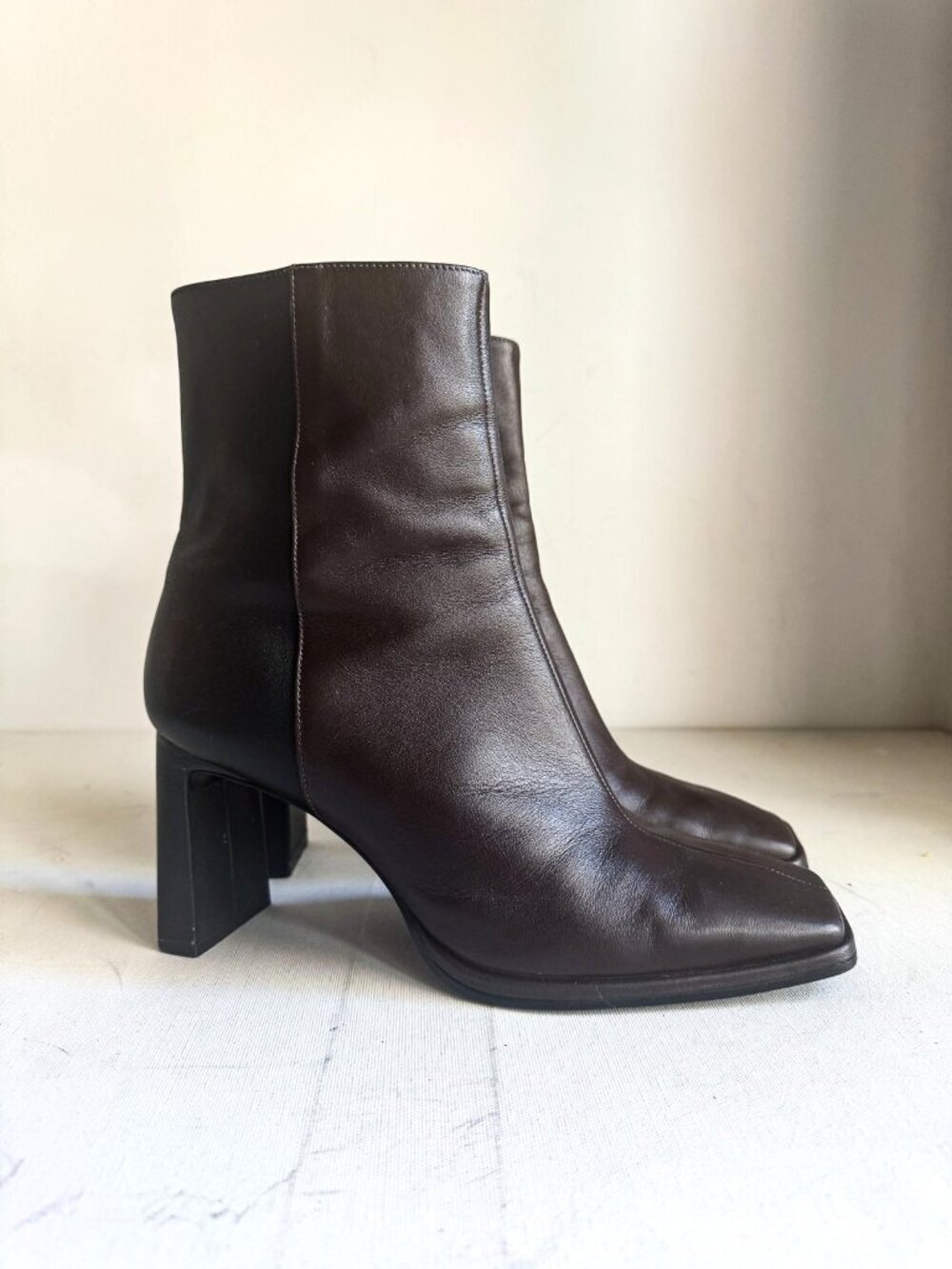 Minelli Paris Two tone Black Brown Square Toe Boots 40